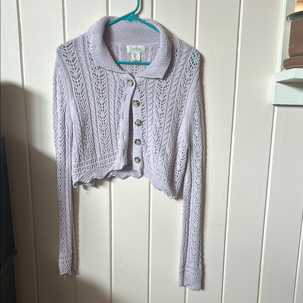 Lavender Cropped Knit Sweater